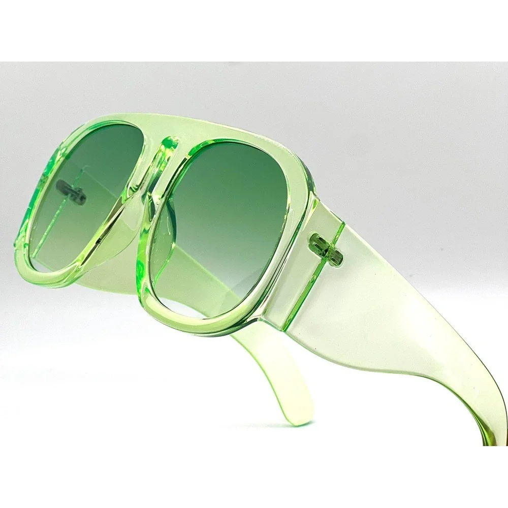 Oversized Square Sunglasses Green Aviator Fashion Stylish Sun Glasses Trendy NEw